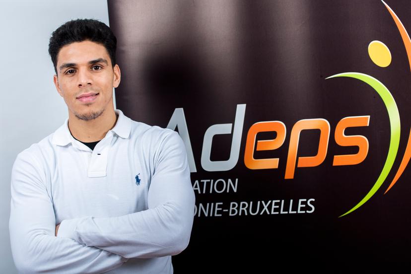 Belgian boxer Anas Messaoudi pictured during a contract signing of sportswomen and 'men with Adeps, the sports ministry of the Federation Wallonia - Brussels in on Thursday 20 December 2018 in Brussels. BELGA PHOTO LAURIE DIEFFEMBACQ