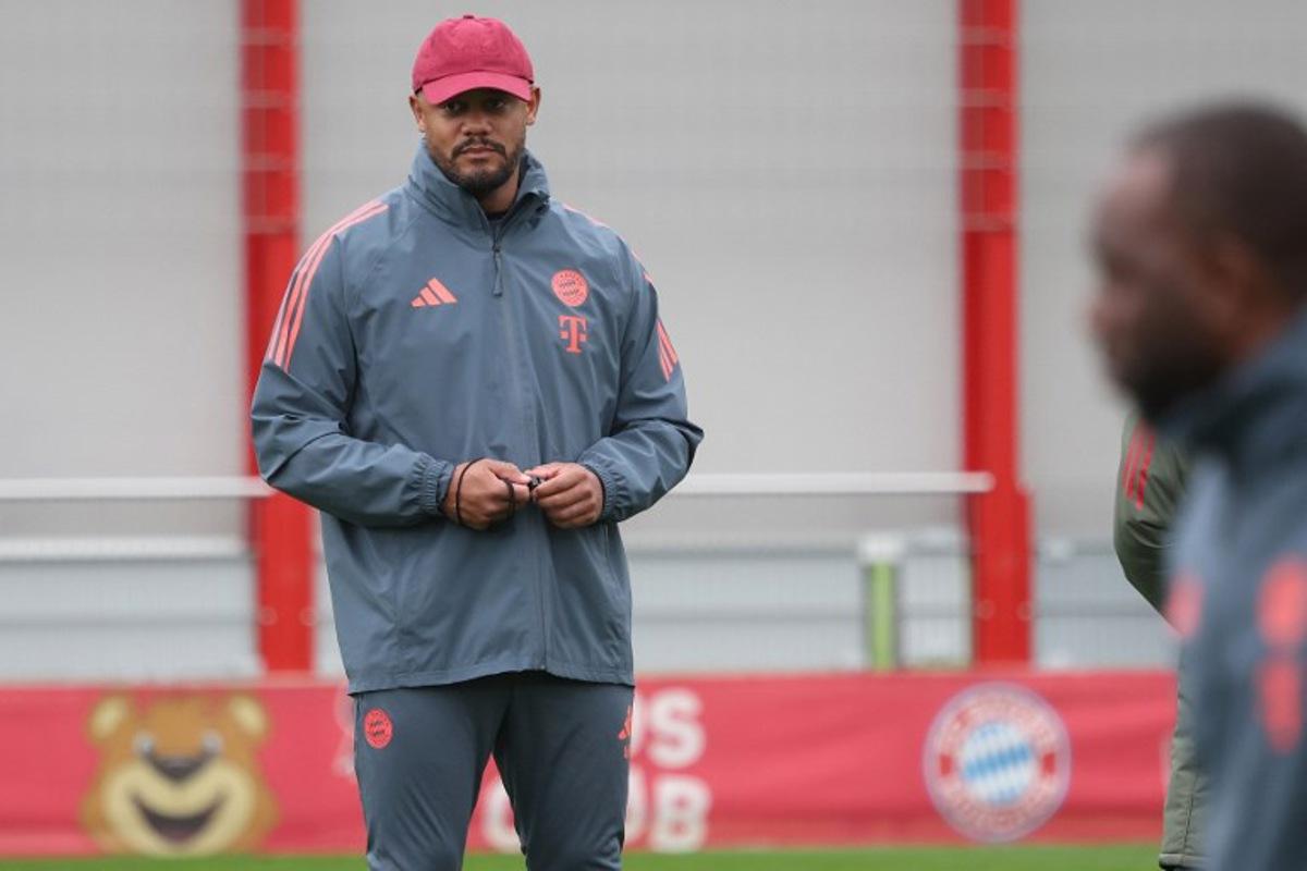 Bayern Munich's Belgian head coach Vincent Kompany oversees a training session on April 14, 2026 in Munich, southern Germany, on the eve of the UEFA Champions League quarter-final second leg football match between FC Bayern Munich and Real Madrid.  Karl-Josef HILDENBRAND / AFP