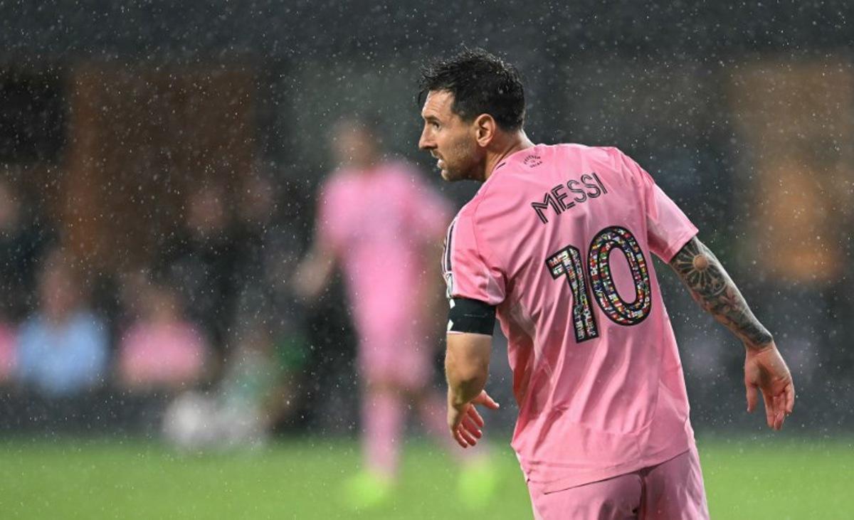Inter Miami's Argentine forward #10 Lionel Messi looks on during the Major League Soccer (MLS) regular season football match between Inter Miami CF and Philadelphia Union at Nu Stadium in Miami, Florida, on May 24, 2026. CHANDAN KHANNA / AFP