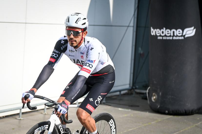 Colombian Juan Sebastian Molano of UAE Team Emirates-XRG pictured at the start of the 'Bredene Koksijde Classic' one day cycling race, 203,4 km from Bredene to Koksijde, on Friday 20 March 2026. BELGA PHOTO ELIAS ROM
