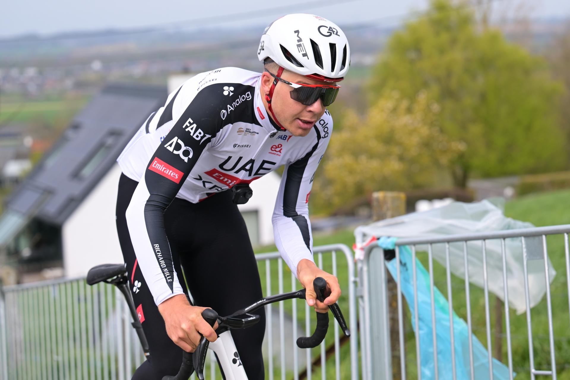 Belgian Florian Vermeersch of UAE Team Emirates-XRG pictured at a track reconaissance ahead of the Ronde van Vlaanderen/ Tour des Flandres/ Tour of Flanders cycling race, Friday 03 April 2026. The 110th edition of the cycling race will take place on Sunday 05 April. BELGA PHOTO DAVID PINTENS