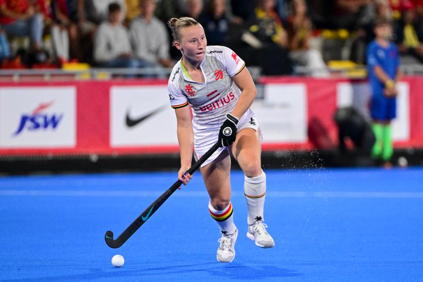 Belgium's Charlotte Englebert pictured during a field hockey game between Belgian national team Red Panthers and Spain during the group stage of the women's 2026 Hockey World Cup, on Tuesday 18 August 2026, in Wavre. The 2026 edition of the Hockey World Cup takes place in Belgium and The Netherlands from August 15 to August 30. BELGA PHOTO DIRK WAEM