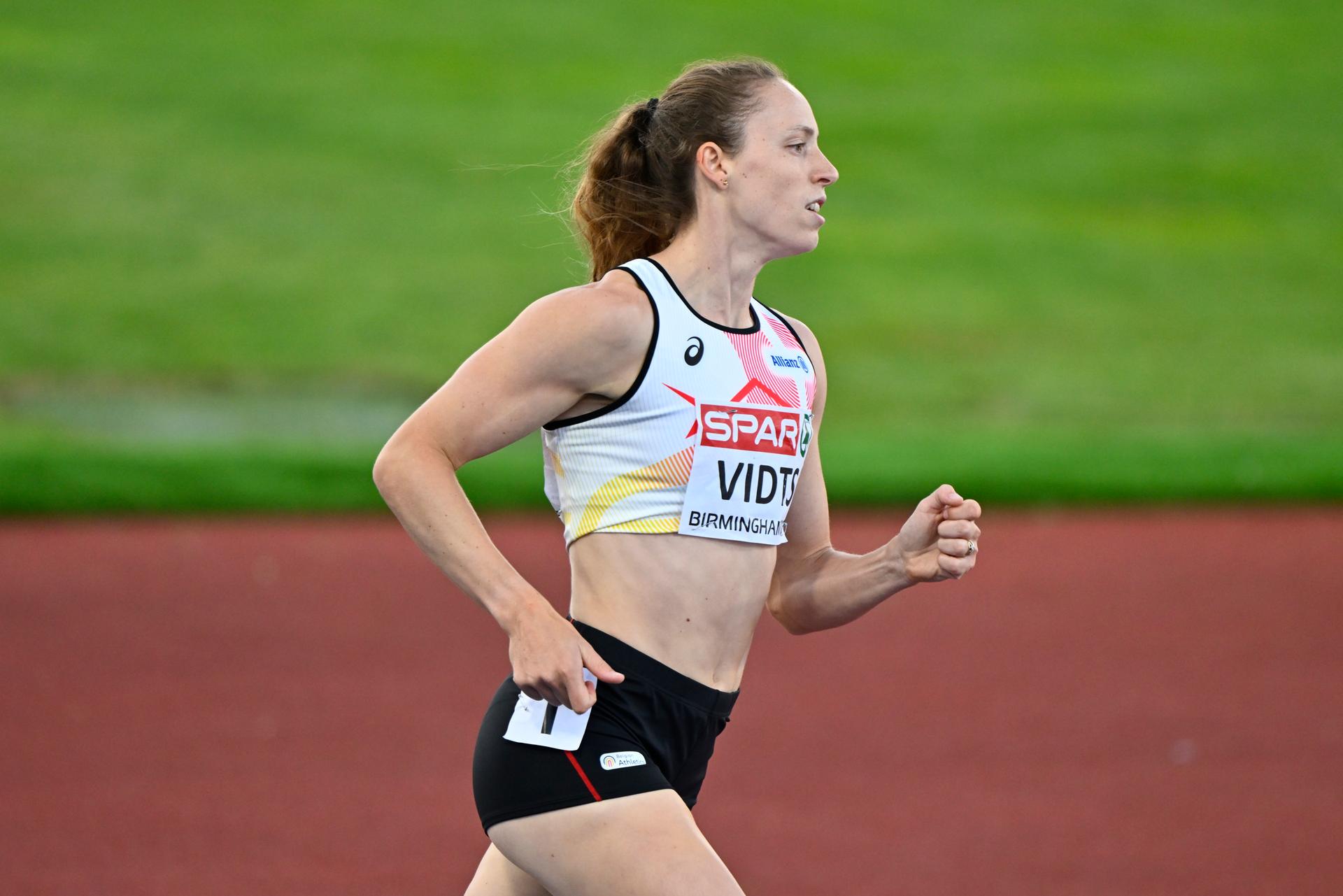 Belgian athlete Vidts Noor pictured during the 800m race of the heptathlon competition, at the European Athletics Championships (August 10-18) in Birmingham, United Kingdom, on Saturday 15 August 2026. BELGA PHOTO ERIC LALMAND