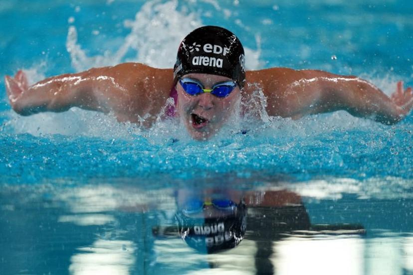 Belgium's Roos Vanotterdijk competes in the final of the women's 100m butterfly swimming event during the LEN European Aquatics Championships at the Olympic Aquatic Centre in Saint-Denis, northern suburbs of Paris, on August 14, 2026. Dimitar DILKOFF / AFP