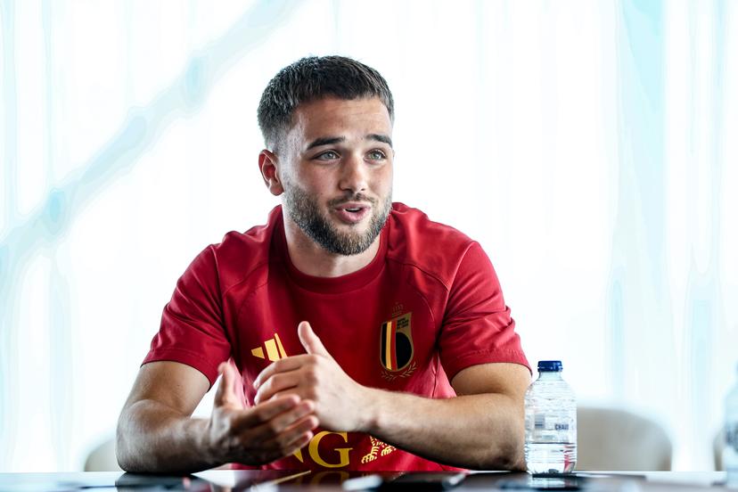 Belgium's Nicolas Raskin talks to the press during a press conference of the Red Devils, the Belgian national soccer team, at the national training center in Tubize, Wednesday 23 September 2026. The team is preparing for fixtures in the UEFA Nations League competition. BELGA PHOTO BRUNO FAHY