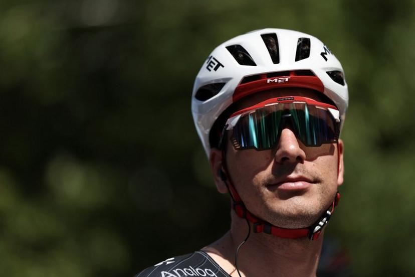 UAE Team Emirates XRG's Portuguese rider Joao Almeida awaits the start of the 2nd stage of the Tour Auvergne-Rhone-Alpes cycling race (formerly known as the Criterium du Dauphine), 234,3km between Saint-Martin-Le-Vinoux and Le Puy-en-Velay, in the French Alps, on June 8, 2026. Anne-Christine POUJOULAT / AFP