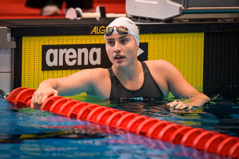 Belgian Siri Vanderlinden pictured after the women's 100m freestyle at the Open Belgian Swimming Championships 2026 (15-17/05), in Antwerp, on Saturday 16 May 2026. BELGA PHOTO DAVID PINTENS