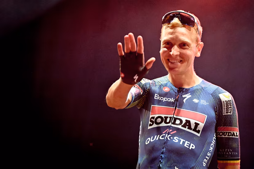 Belgian Tim Merlier of Soudal Quick-Step pictured on the podium after the 'Natourcriterium Herentals' cycling race, Thursday 30 July 2026 in Herentals. The contest is a part of the traditional 'criteriums', local races in which mainly cyclists who rode the Tour de France compete. BELGA PHOTO ELIAS ROM