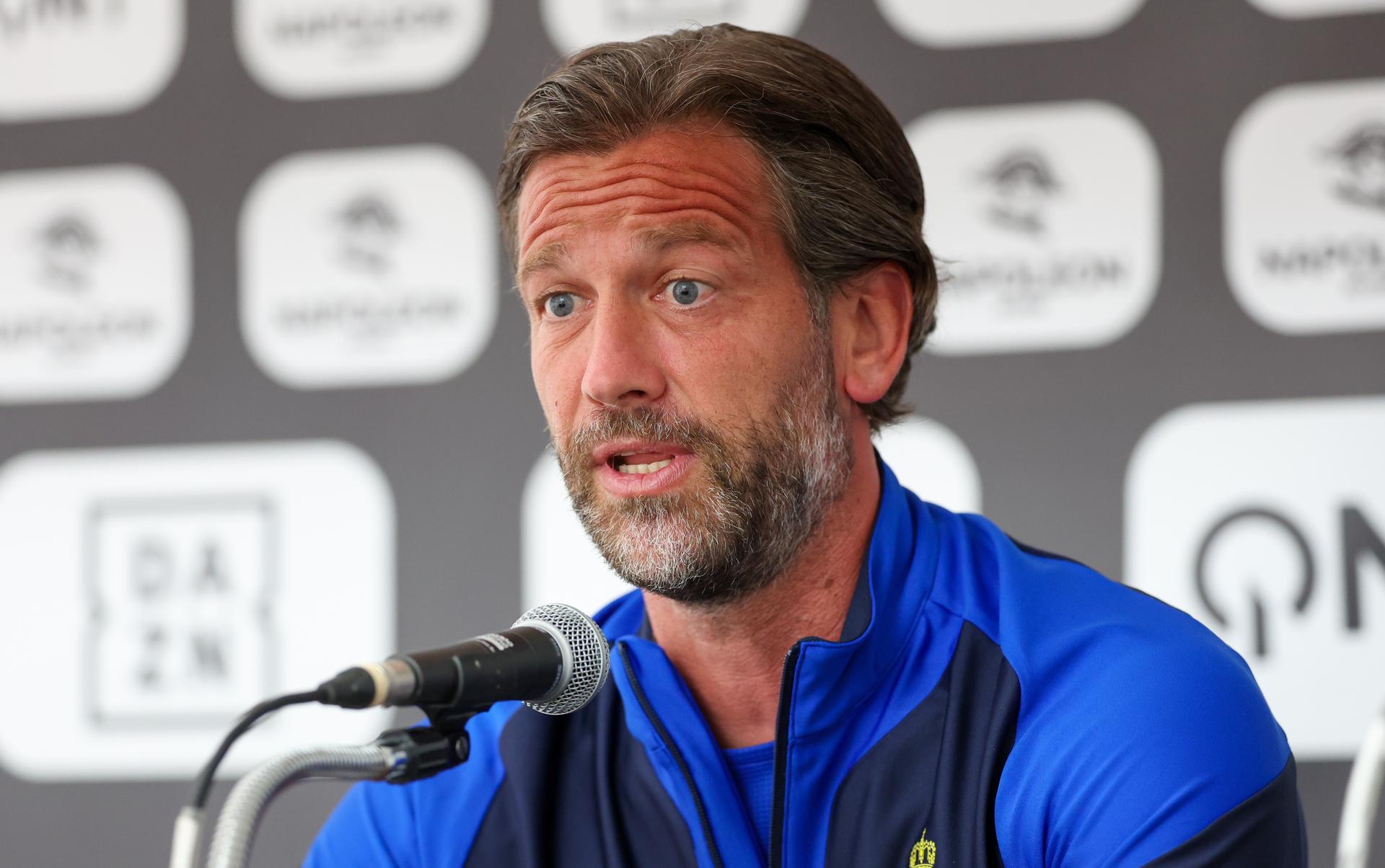 Charleroi's head coach Rik De Mil pictured during a press conference of Belgian soccer team Sporting Charleroi, on Wednesday 30 July 2025 in Charleroi. The team is preparing for tomorrow's game against Swedish Hammarby Fotboll, the return leg of the 2nd qualifying round for the UEFA Conference League competition. The first leg resulted in a 0-0 draw. BELGA PHOTO VIRGINIE LEFOUR