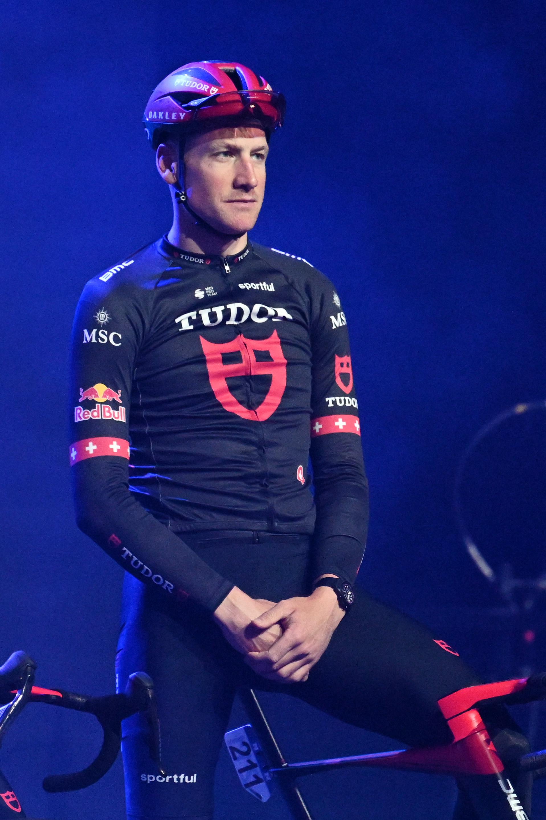 Switzerland's Stefan Kung of Tudor Pro Cycling Team pictured during the team presentation at the start of the 81st edition of the men's one-day cycling race Omloop Het Nieuwsblad (UCI World Tour), the opening race of the Flemish one-day classics season, 207,6 km from Gent to Ninove, Saturday 28 February 2026. BELGA PHOTO MAARTEN STRAETEMANS