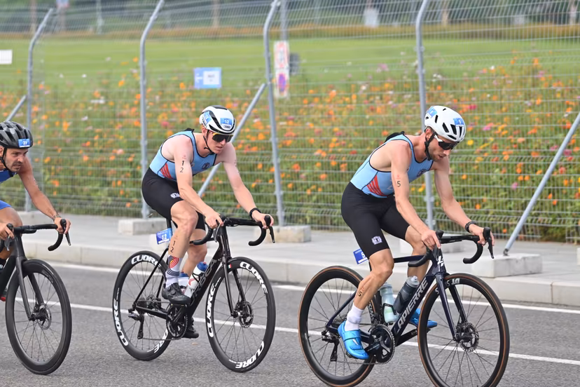 ATTENTION EDITORS - HANDOUT PICTURE - EDITORIAL USE ONLY - MANDATORY CREDIT BOIC - COIB - Thibaut De Smet and Vincent Bierinckx (R) ride during the Men duathlon event at the World Games 2025, in Chenghdu, China, on Saturday 9 AUgust 2025. This year, the World Games take place from 07 to 17 augustus. PHOTO HANDOUT BOIC - COIB