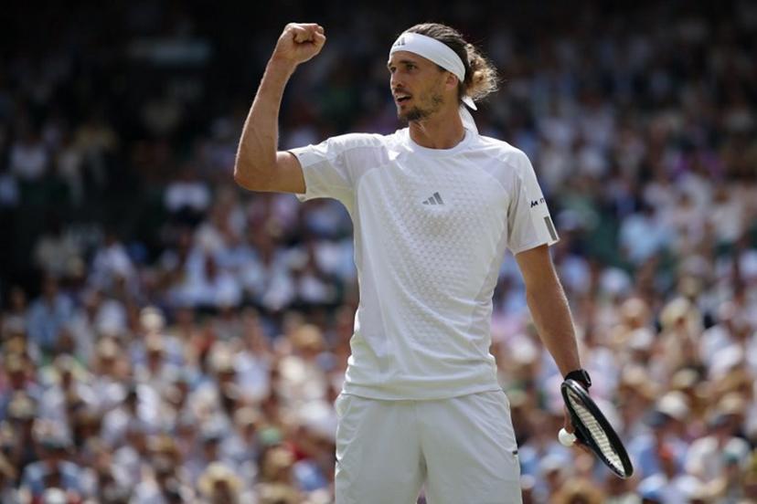 Germany's Alexander Zverev celebrates against Britain's Arthur Fery during their men's singles semi-final tennis match on the twelfth day of the 2026 Wimbledon Championships at The All England Lawn Tennis and Croquet Club in Wimbledon, southwest London, on July 10, 2026. Henry NICHOLLS / AFP