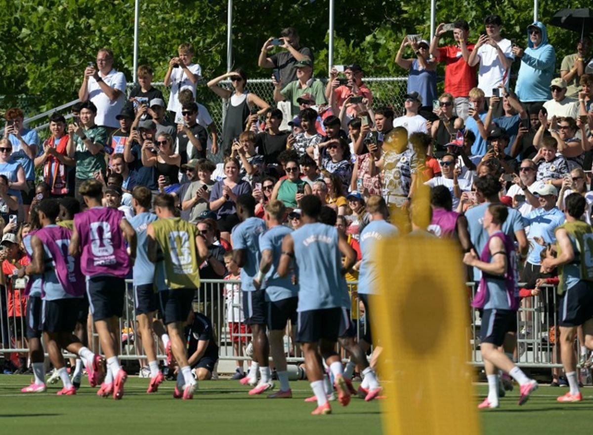 People attend an England training session ahead of their 2026 World Cup football tournament Group L football match against Croatia at Swope Soccer Village in Kansas City on June 13, 2026. JUAN MABROMATA / AFP