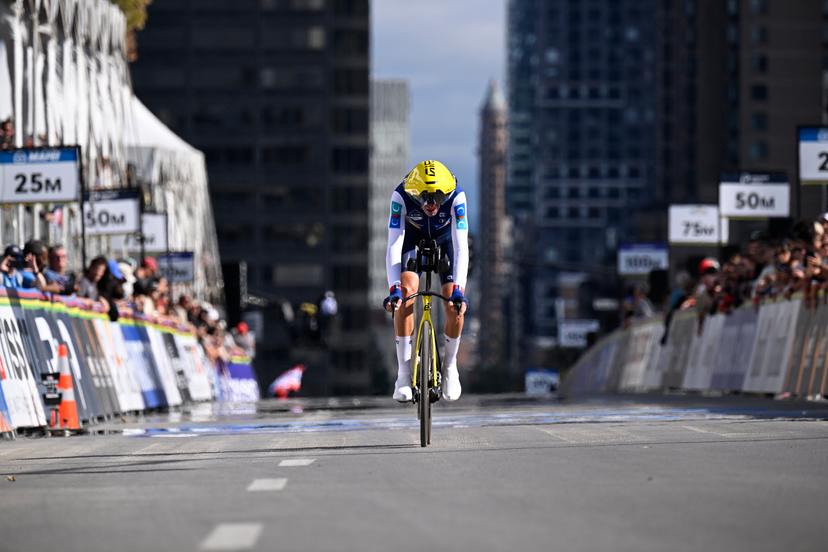 France's Bruno Armirail pictured in action during the men's elite individual time trial race (39,2km) at the cycling UCI Road World Championship, in Montreal, Canada, Sunday 20 September 2026. BELGA PHOTO JASPER JACOBS