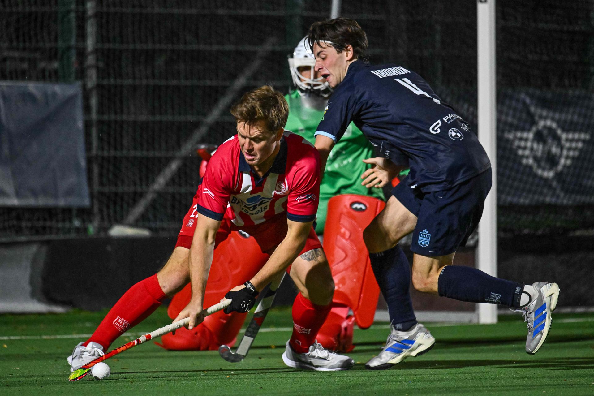Leopold's Tom Boon celebrate after scoring during a hockey game between Royal Oree and Leopold, Friday 25 September 2026 in Brussels, on day 2 of the Belgian first division hockey championship. BELGA PHOTO EMILE WINDAL
