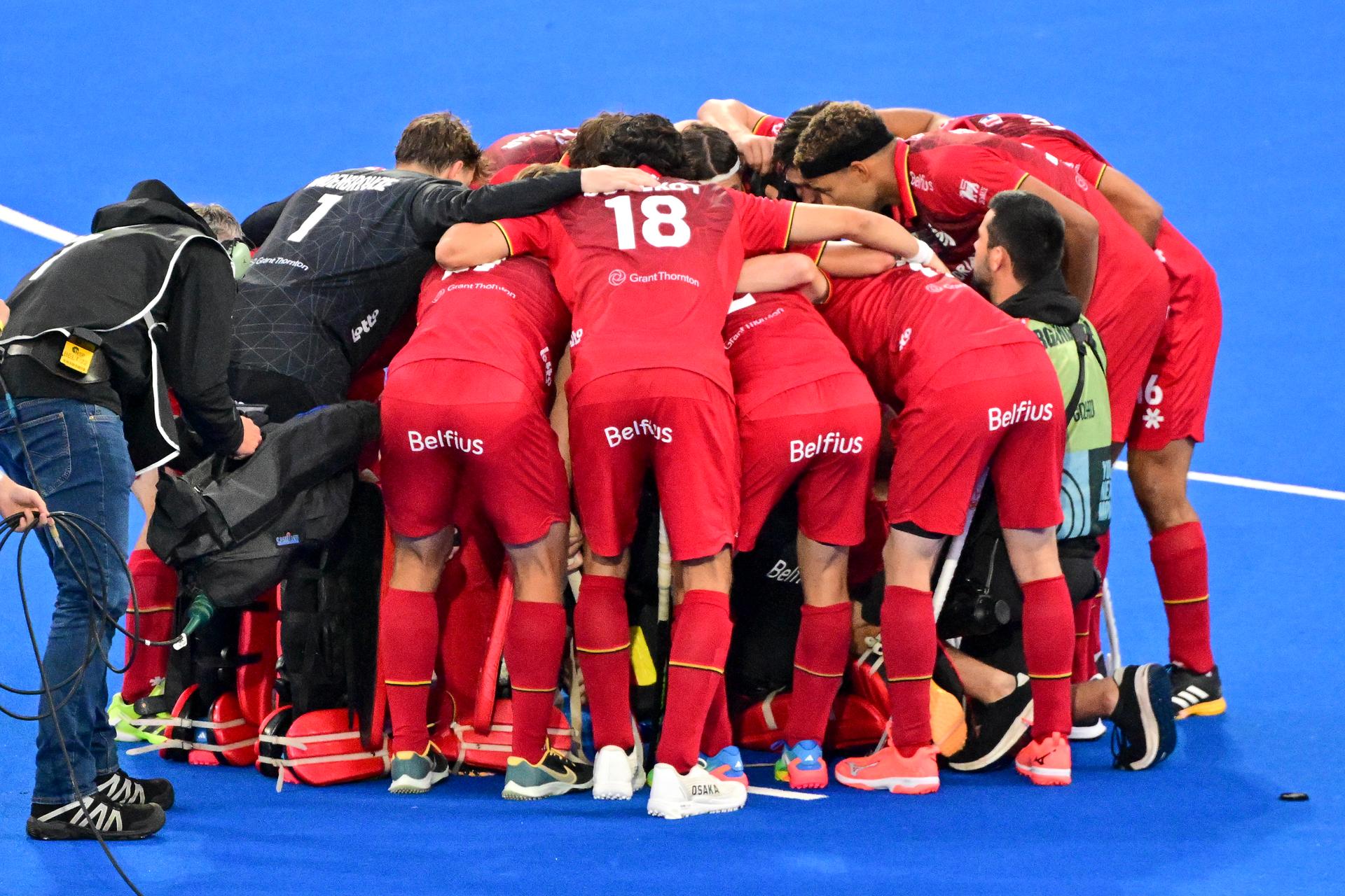 The Red Lions pictured ahead of a hockey game between Belgian Lions and Malaysia, the third (out of three) matches during the group stage of the men's 2026 Hockey World Cup, Wednesday 19 August 2026 in Wavre. The 2026 edition of the Hockey World Cup takes place in Belgium and The Netherlands from August 15 to August 30. BELGA PHOTO DIRK WAEM