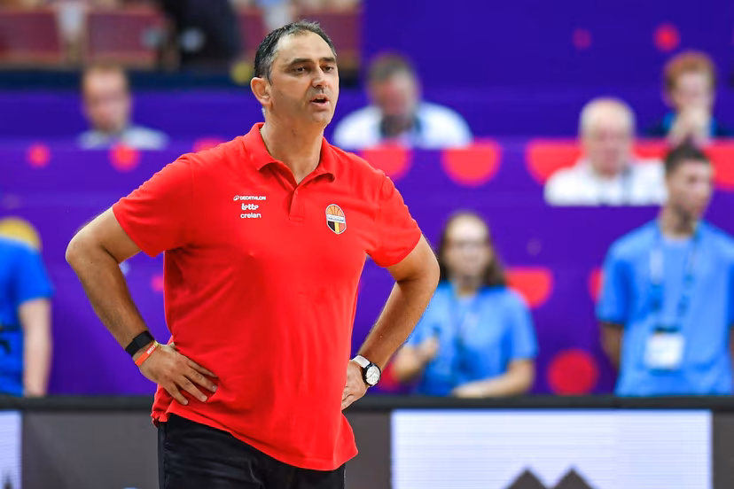 Belgium's head coach Dario Gjergja pictured during a basketball match between Belgium's national team Belgian Lions and Israel, Tuesday 02 September 2025 in Katowice, Poland, the fourth game of the group stage of the Eurobasket 2025 European championships, in the group D. BELGA PHOTO MARCIN BULANDA *** BELGIUM ONLY ***