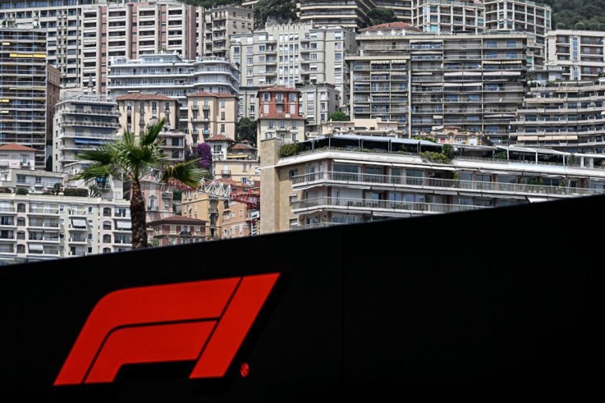 The F1 logo is pictured at the Circuit de Monaco three days ahead of the Formula One Monaco Grand Prix on June 4, 2026. Gabriel BOUYS / AFP