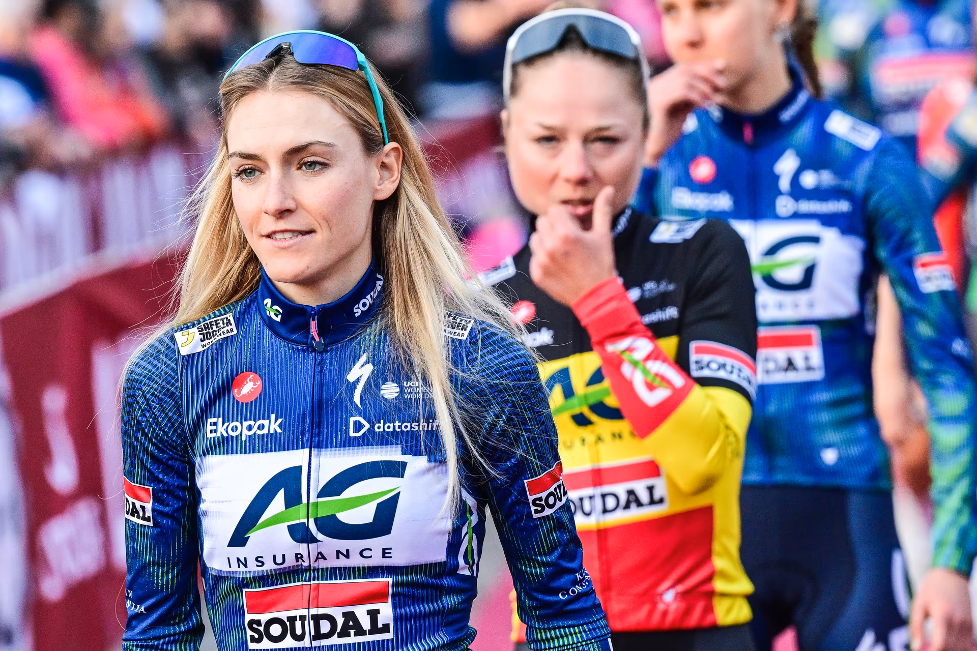 Slovenian Urska Zigart of AG Insurance-Soudal Team pictured during the team presentations ahead of the 'Strade Bianche' one day cycling race from and to Siena, Italy, Friday 06 March 2026. BELGA PHOTO DIRK WAEM