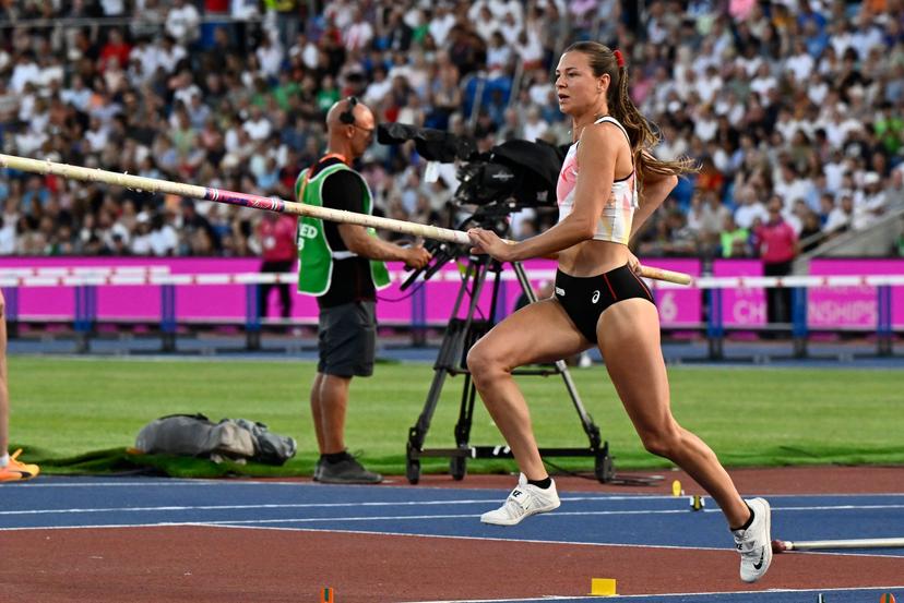 Belgian Elien Vekemans pictured during the women's pole vault event on the second day of the European Athletics Championships (August 10-18) in Birmingham, United Kingdom, on Tuesday 11 August 2026. BELGA PHOTO ERIC LALMAND