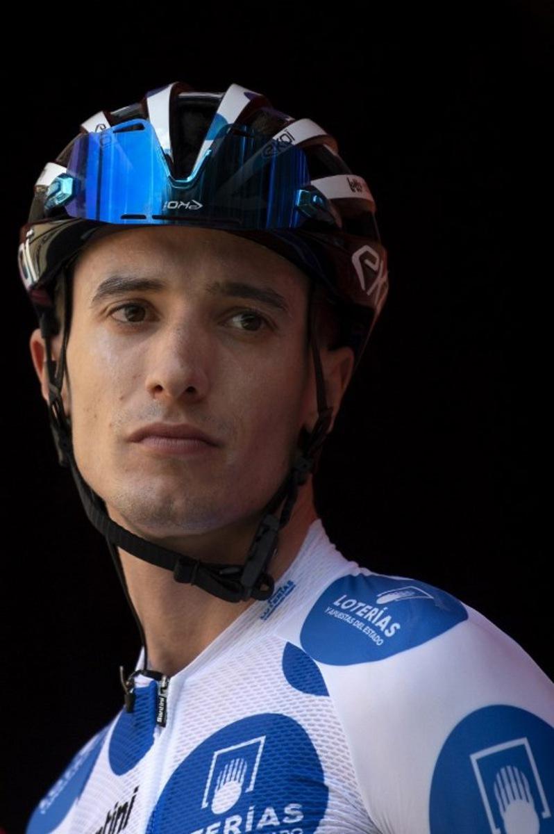 Climber ranking leader Team Lotto's Sylvain Moniquet is pictured before the start of the stage 8 of La Vuelta a Espana cycling tour, a 159 km race between Ubeda and Cazorla, on August 24, 2024. JORGE GUERRERO / AFP
