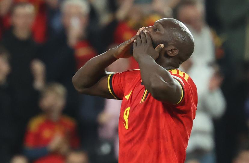 Belgium's Romelu Lukaku celebrates after scoring during pictured during a soccer game between Belgian national team Red Devils and Turkey, on Friday 2 October 2026 in Liege, the third game of the UEFA Nations League group stage. BELGA PHOTO VIRGINIE LEFOUR
