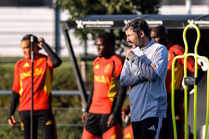 Belgium's head coach Mark van Bommel pictured during a training session of the Red Devils, the Belgian national soccer team, at the national training center in Tubize, Monday 21 September 2026. The team is preparing for fixtures in the UEFA Nations League competition. BELGA PHOTO BRUNO FAHY