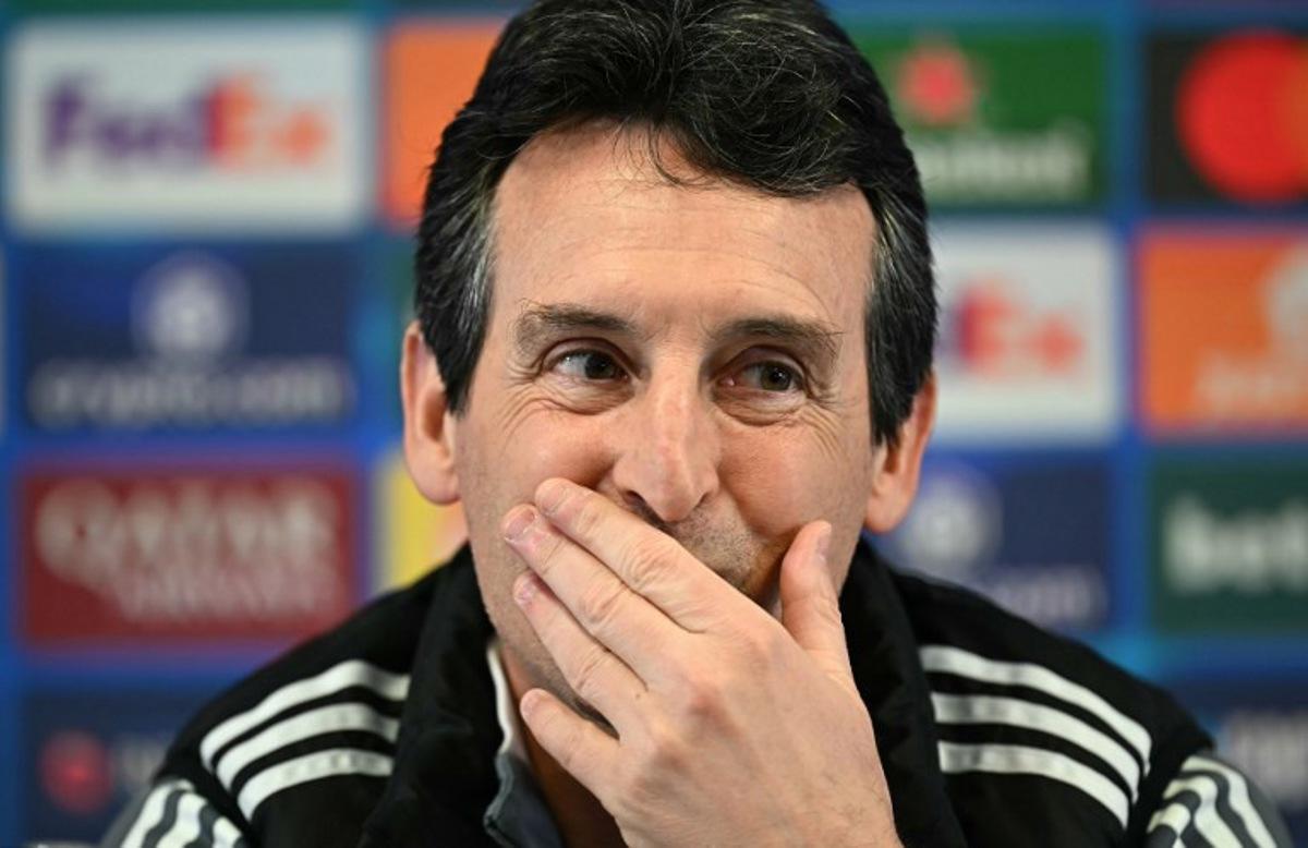 Aston Villa's Spanish head coach Unai Emery attends a press conference at their Bodymoor Heath Training Ground near Birmingham, central England, on April 14, 2025 on the eve of their UEFA Champions League quarter-final, second-leg football match against Paris Saint-Germain. Paul ELLIS / AFP