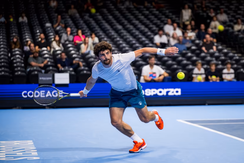 Buvaysar Gadamauri of Belgium pictured in action during the European Open ATP tennis tournament in Brussels, on Saterday 17 October. This year's edition of the tournament is taking place from 17 to 25 October BELGA PHOTO JASPER JACOBS
