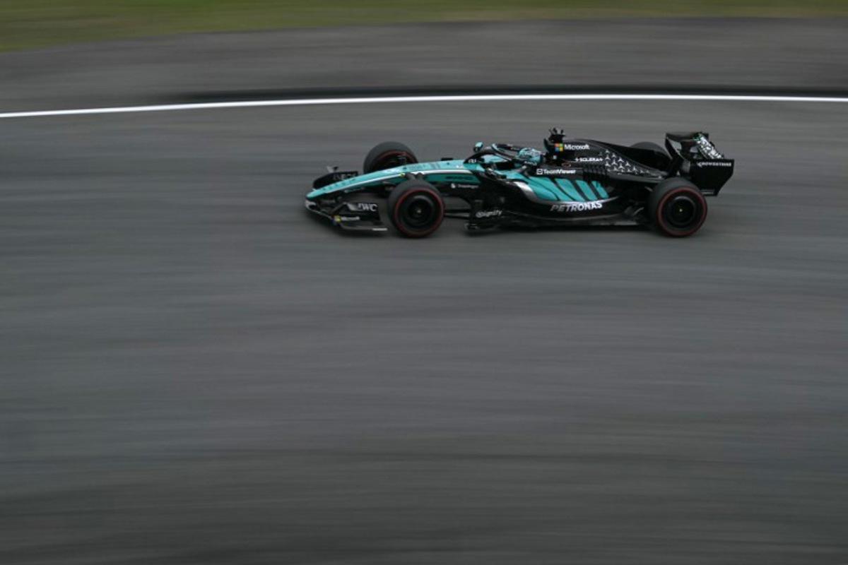 Mercedes' Italian driver Kimi Antonelli steers his car during the third practice session ahead of the Formula One Bahrain Grand Prix in Sepang on October 3, 2026. Lillian SUWANRUMPHA / AFP