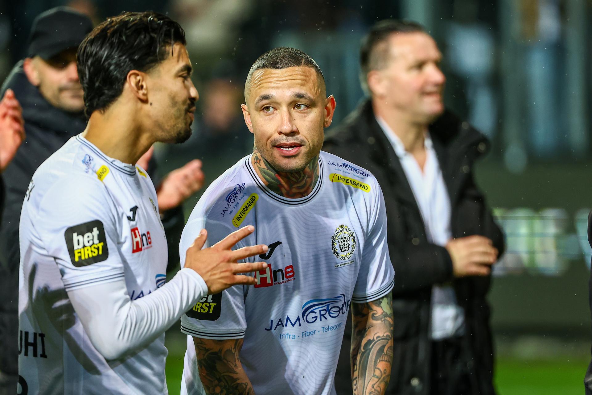 Lokeren's Radja Nainggolan pictured after a soccer match between KSC Lokeren-Temse and RWD Molenbeek, Thursday 24 April 2025 in Lokeren, a semi-final first leg in the promotion play-off of the 2024-2025 'Challenger Pro League' 1B second division of the Belgian championship. BELGA PHOTO DAVID PINTENS