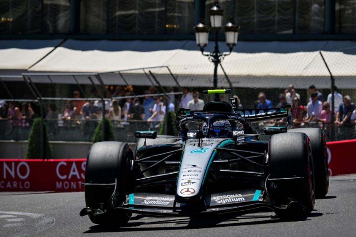 Mercedes' Italian driver Kimi Antonelli takes part in the third practice session at the Monaco street circuit in Monaco, ahead of the Monaco Formula 1 Grand Prix, on June 6, 2026. Andrej ISAKOVIC / AFP