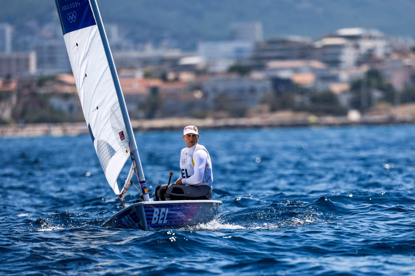 William DE SMET of Belgium competes in men's Dinghy Laser during the Paris Olympic Games 2024 - Day 5 at Marina Marseille on August 1, 2024 in Marseille, France. (Photo by Johnny Fidelin/Icon Sport)