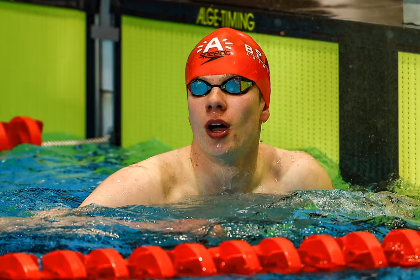 Belgian Vincent Van Hooydonck pictured after winning the 50m Freestyle men race, at the Open Belgian Swimming Championships 2025 (25-27/04), in Antwerp, on Friday 25 April 2025. BELGA PHOTO DAVID PINTENS
