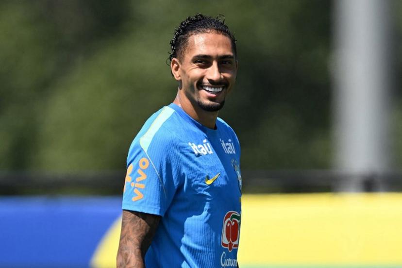 Brazil's forward #11 Raphinha smiles during a training session at the Columbia Park Training Facility in Morristown, New Jersey on July 3, 2026, ahead of the 2026 World Cup tournament round of 16 football match between Brazil and Norway. MAURO PIMENTEL / AFP