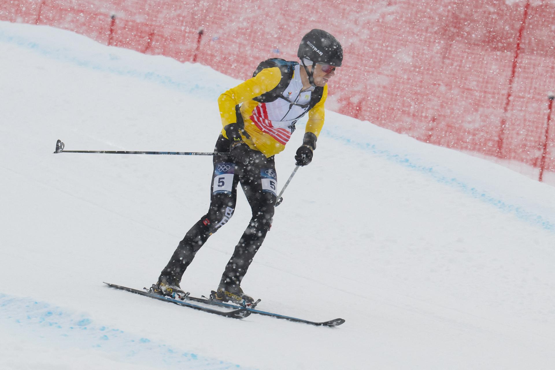 Maximilien Drion du Chapois of team Belgium competes the Men's Sprint Ski Montaineering on day thirteen of the Milano Cortina 2026 Winter Olympic games at Slelvio Ski Center in Bormio on February 19, 2026 in Livigno, Italy. Photo by Laurent Zabulon/ABACAPRESS.COM/ BENELUX ONLY