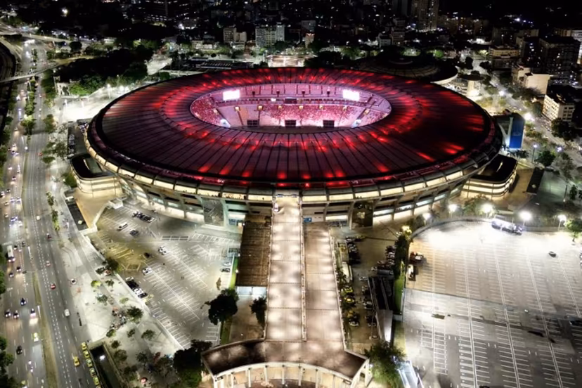 In this aerial view Flamengo fans watch the all-Brazilian Copa Libertadores final between Palmeiras and Flamengo at the Maracana stadium in Rio de Janeiro, Brazil, on November 29, 2025. Pablo PORCIUNCULA / AFP