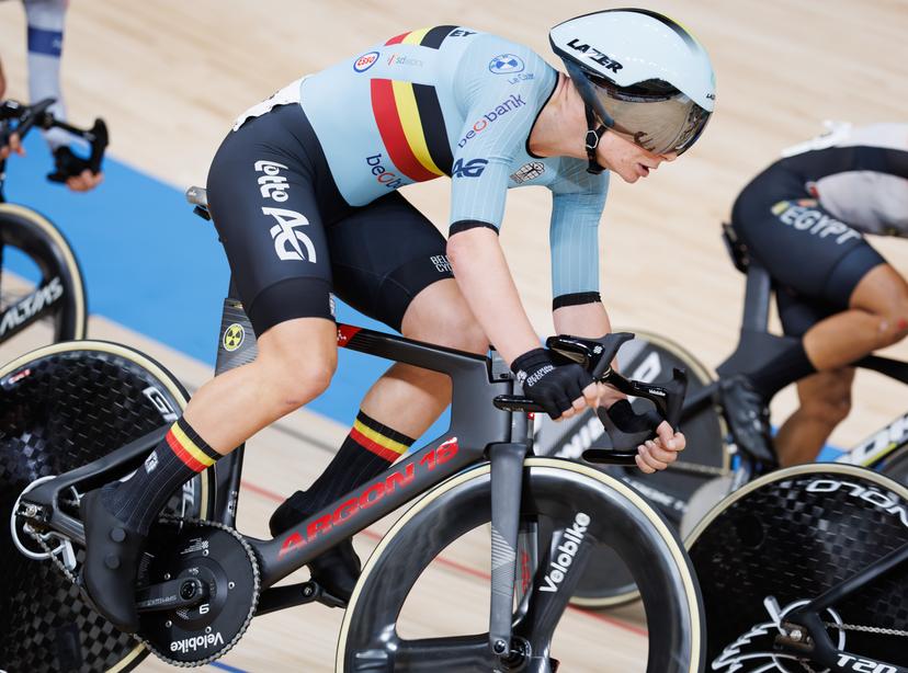 Belgian Lotte Kopecky pictured in action during the Scratch race of the Women's Omnium event at the UCI Track Cycling World Championships in Shanghai, China on Friday 16 October 2026. The worlds are taking place from 14 to 18 October 2026. BELGA PHOTO BENOIT DOPPAGNE