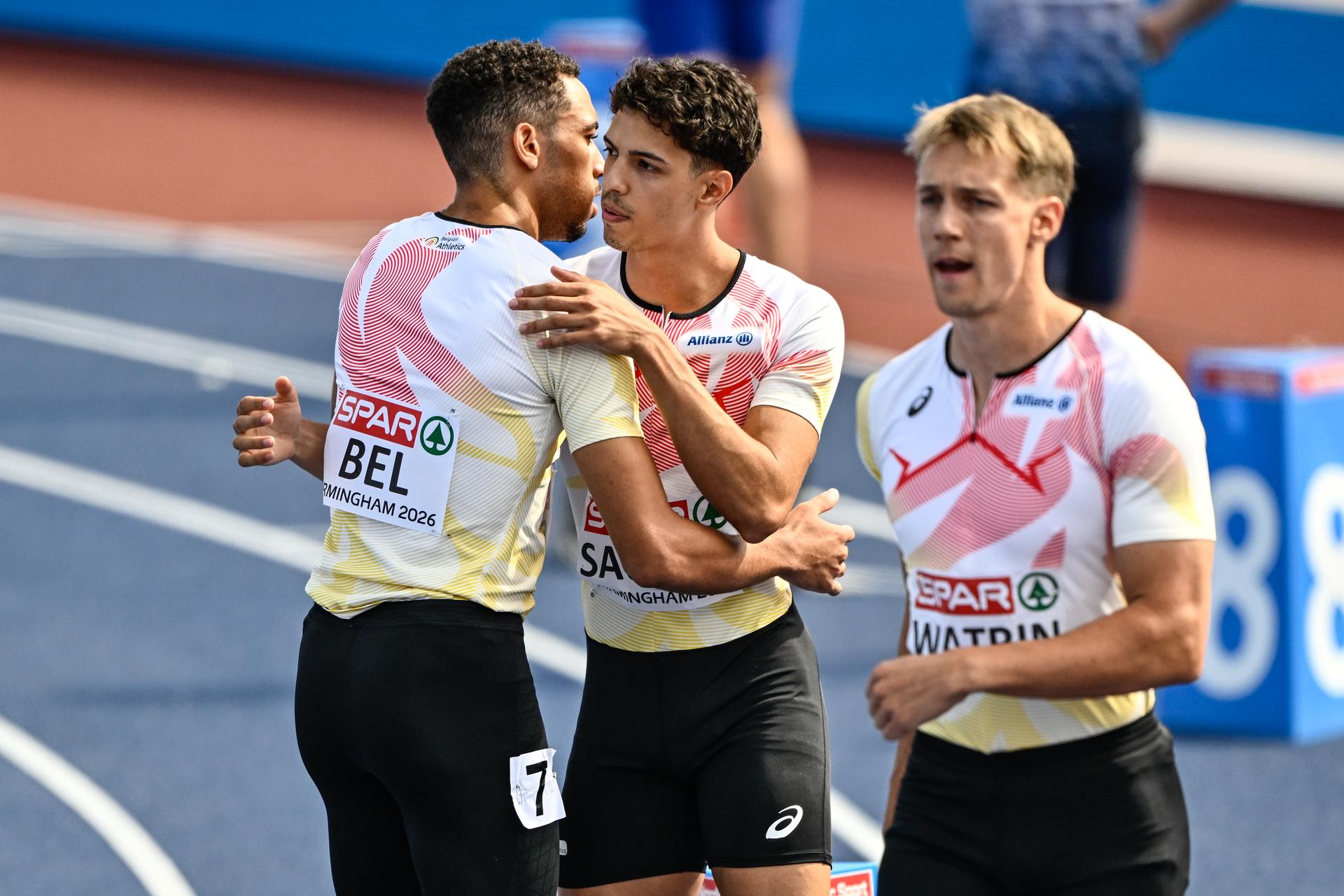 , Belgian Tornados Team pictured at the start of on the fifth day of the European Athletics Championships (August 10-18) in Birmingham, United Kingdom, on Friday 14 August 2026. BELGA PHOTO ERIC LALMAND
