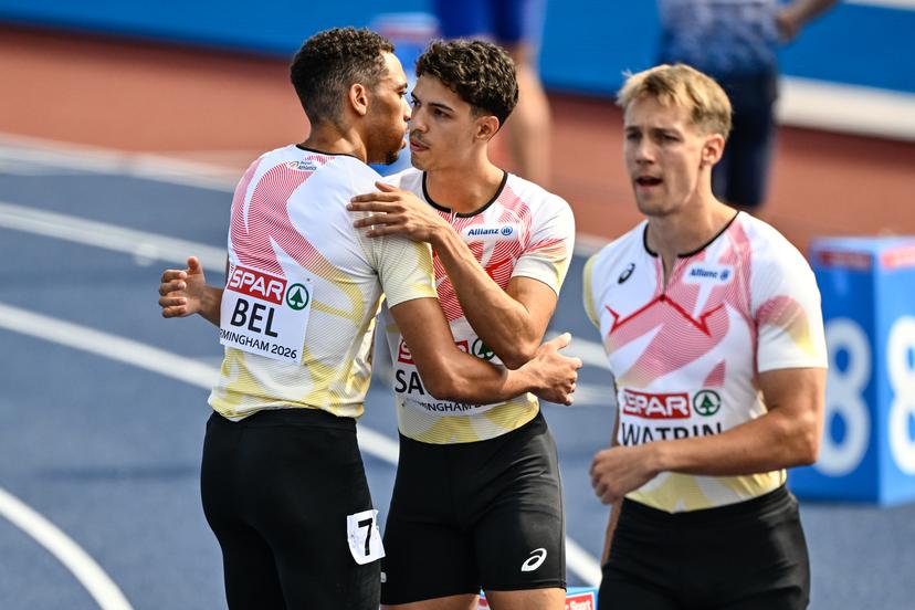 , Belgian Tornados Team pictured at the start of on the fifth day of the European Athletics Championships (August 10-18) in Birmingham, United Kingdom, on Friday 14 August 2026. BELGA PHOTO ERIC LALMAND