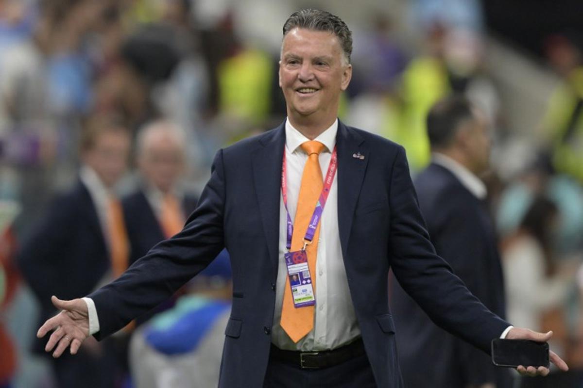 Netherlands' coach #00 Louis Van Gaal smiles ahead of the Qatar 2022 World Cup quarter-final football match between The Netherlands and Argentina at Lusail Stadium, north of Doha on December 9, 2022. JUAN MABROMATA / AFP