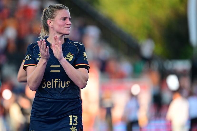 Belgium's Alix Gerniers pictured during a field hockey game between Belgian national team Red Panthers and Netherlands, at the women's 2026 Hockey World Cup, on Thursday 27 August 2026 in Amsterdam. The 2026 edition of the Hockey World Cup takes place in Belgium and The Netherlands from August 15 to August 30. BELGA PHOTO DIRK WAEM