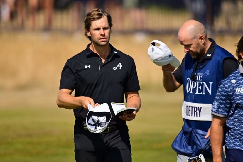 Belgium's Thomas Detry completes his first round, joint leader on -3, on day one of the 154th Open Golf championship at Royal Birkdale Golf Club near Southport in north-west England on July 16, 2026. ANDY BUCHANAN / AFP