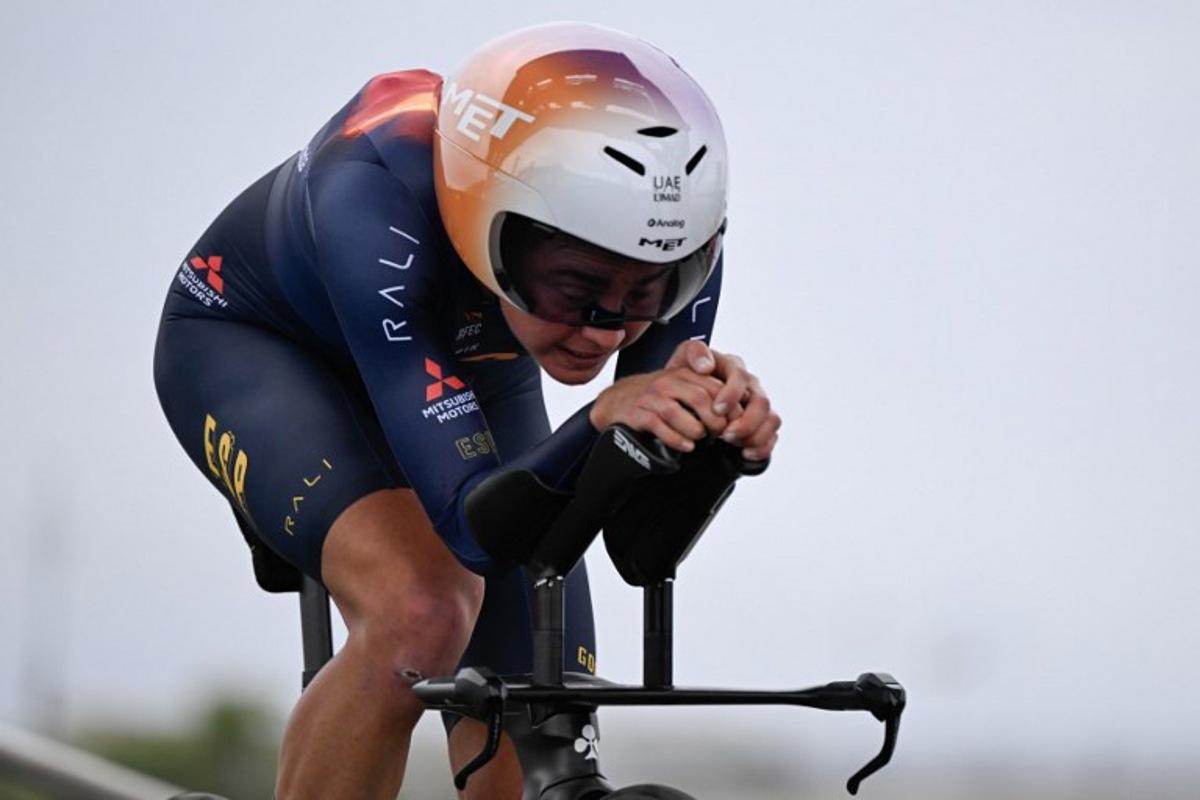 Spain's Paula Blasi competes during the 2026 Union Cycliste Internationale (UCI) Road World Championships in Montreal, Quebec, on September 20, 2026. Andrej Ivanov / AFP