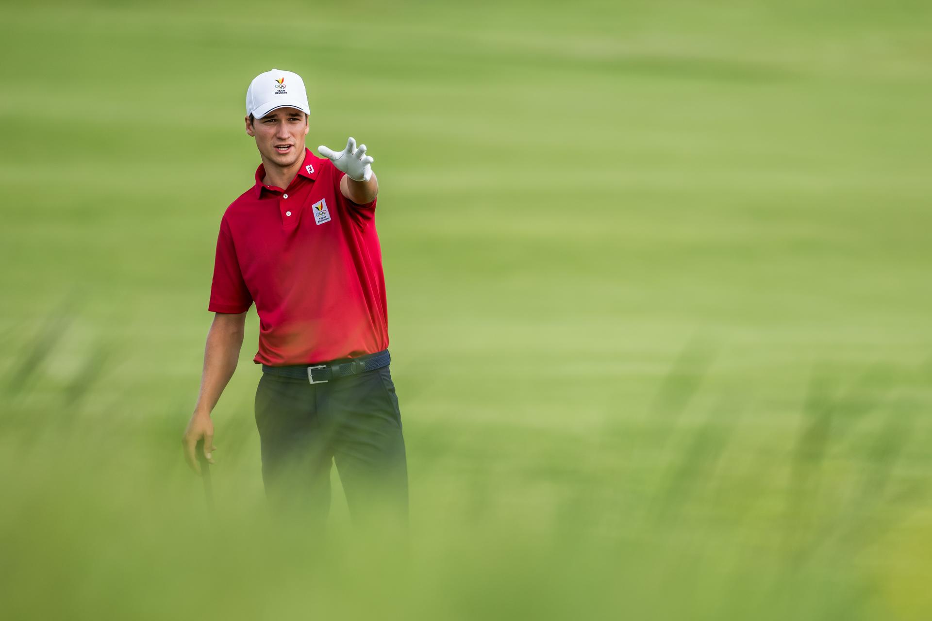 240804 Adrien Dumont de Chassart of Belgium during the final round of the men's individual stroke play golf during day 9 of the Paris 2024 Olympic Games on August 4, 2024 in Paris. Photo: Petter Arvidson / BILDBYRÅN / kod PA / PA0861 golf olympic games olympics os ol olympiska spel olympiske leker paris 2024 paris-os paris-ol bbeng sweden sverige grappa33 BENELUX ONLY