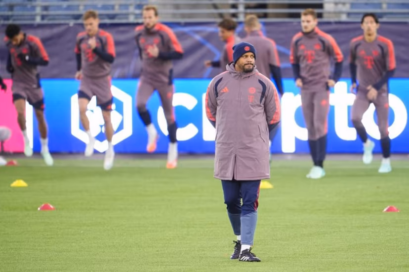 Bayern Munich's Belgian head coach Vincent Kompany oversees the MD-1 training session on the eve of the UEFA Champions League match between Viking and FC Bayern Munich at Lyse Arena in Stavanger, Norway on October 12, 2026. Lise Åserud / NTB / AFP