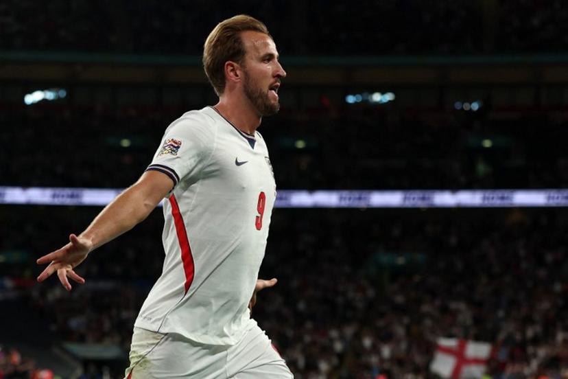 England's striker #09 Harry Kane celebrates scoring the team's third goal during the UEFA Nations League, League A - Group 3, football match between England and Czech Republic at Wembley Stadium in London on October 6, 2026. Adrian Dennis / AFP