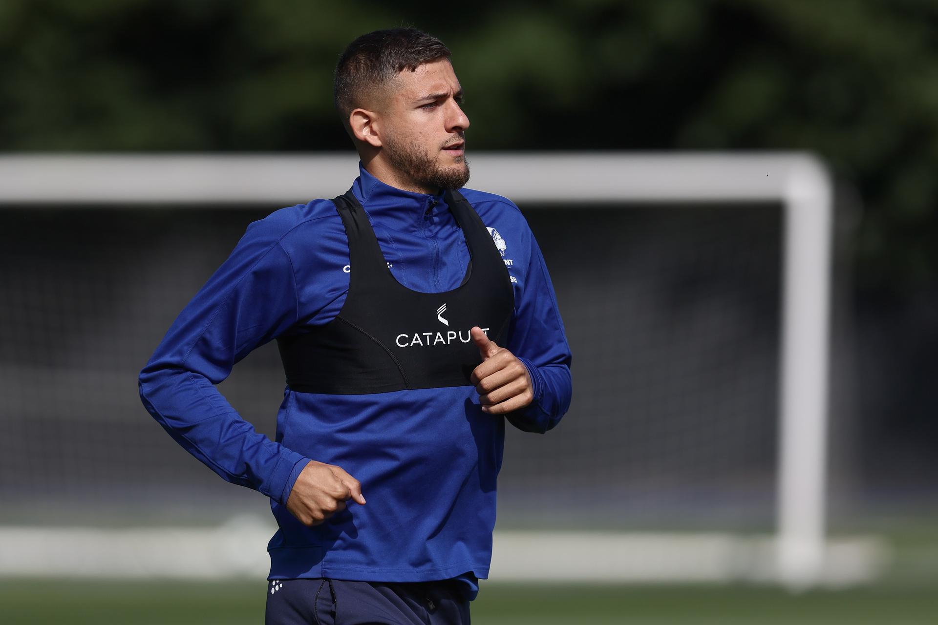 Gent's Ismael Kandouss pictured during a training session of Belgian soccer team KAA Gent, on Tuesday 27 August 2024 in Gent. The team is preparing for tomorrow's match against Serbian FK Partizan Belgrade, in the return leg of the play-offs for the UEFA Conference League competition. Gent won the first leg 0-1. BELGA PHOTO BRUNO FAHY