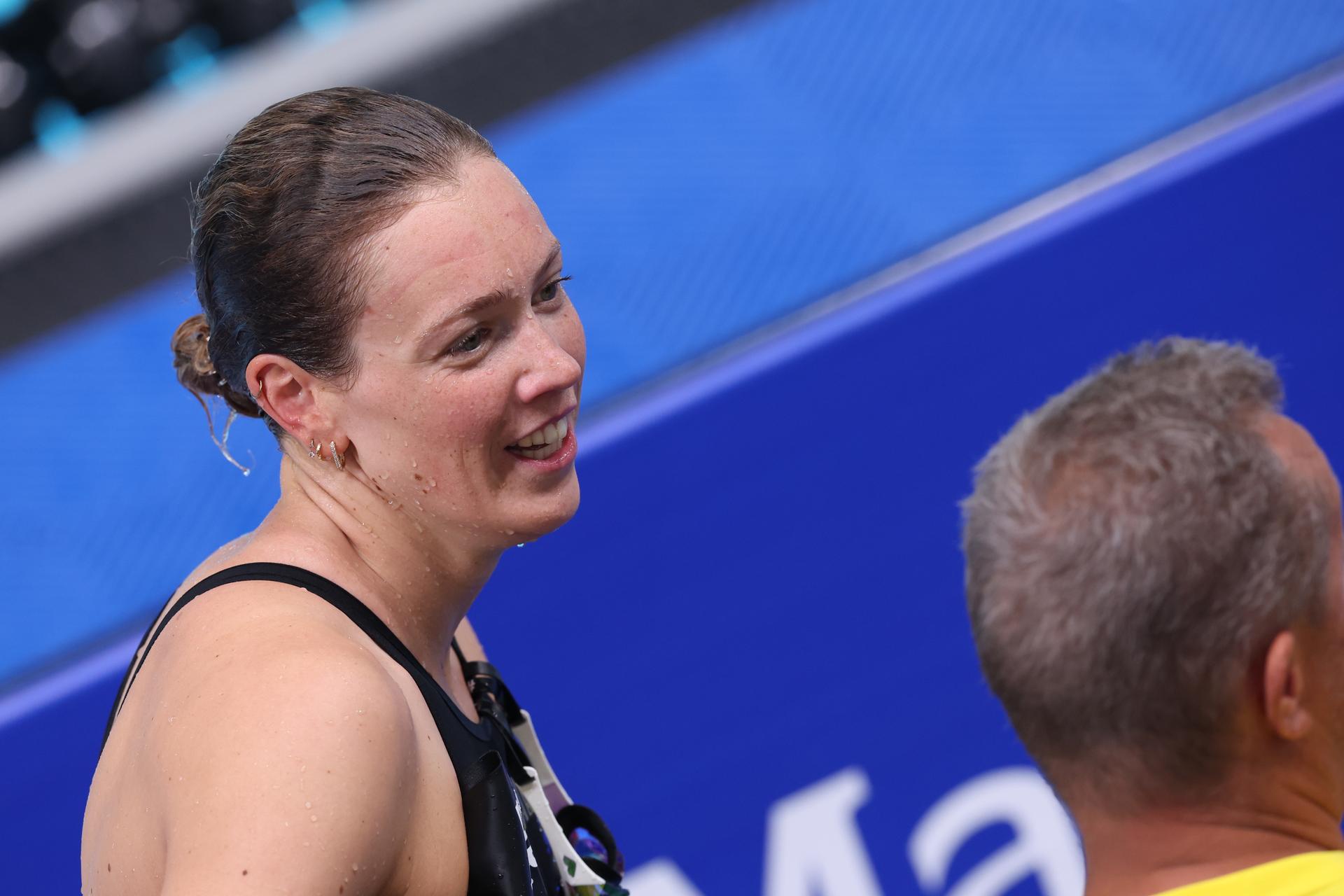 Belgian Florine Gaspard pictured during the semifinals of the Women's 50m Breaststroke on the sixth day of the European Aquatics Championships in Paris, France on Saturday 15 August 2026. BELGA PHOTO VIRGINIE LEFOUR