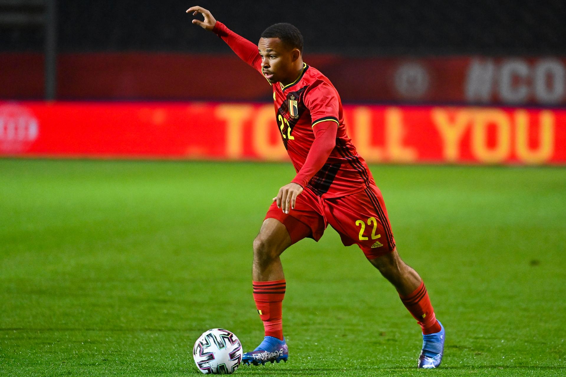 Belgium's Logan Ndenbe pictured in action during a soccer game between the U21 Red Devils and Kazakhstan, Friday 08 October 2021 in Leuven, the third qualification match (out of 8) in group 9 for the 2023 Under-21 European Championships. BELGA PHOTO LAURIE DIEFFEMBACQ